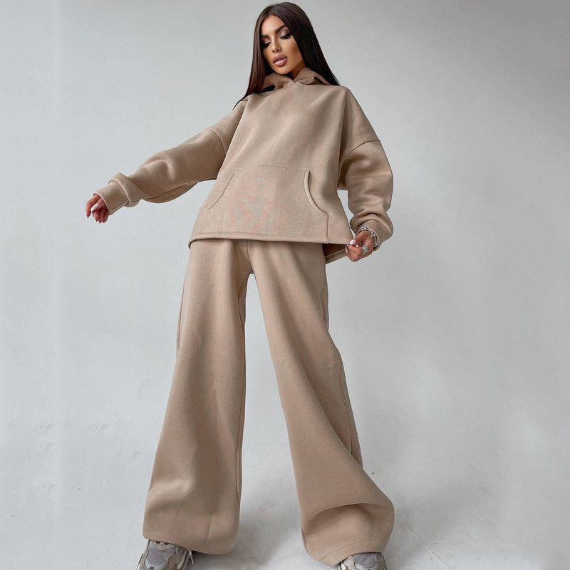 Zweiteiler Damen Oversize Hoodie und Schlaghose