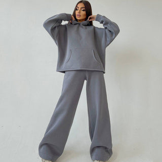 Zweiteiler Damen Oversize Hoodie und Schlaghose