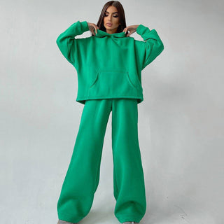 Zweiteiler Damen Oversize Hoodie und Schlaghose
