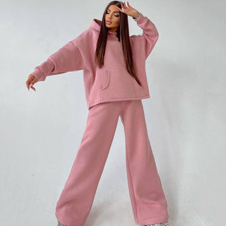 Zweiteiler Damen Oversize Hoodie und Schlaghose