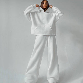Zweiteiler Damen Oversize Hoodie und Schlaghose