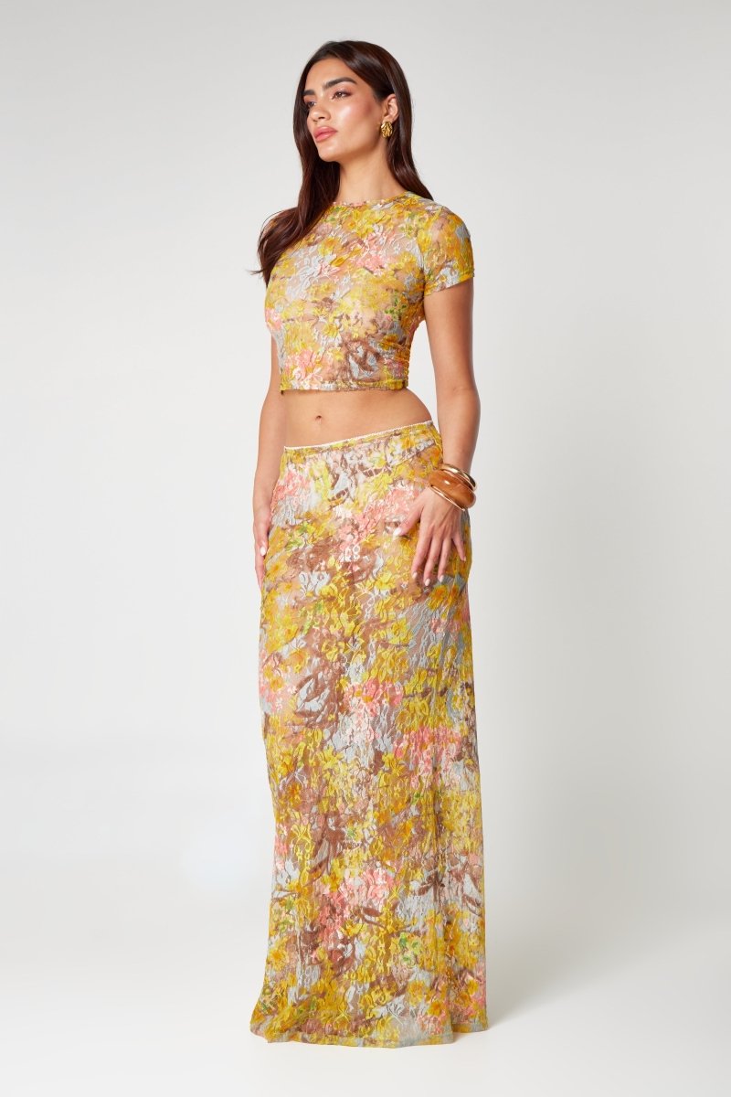 Two-Piece Set Top Skirt Floral