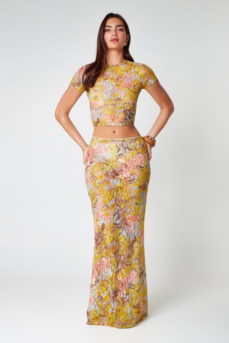 Two-Piece Set Top Skirt Floral