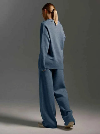 Zweiteiliges Set mit Pullover und weiter Hose - Cecile LavelleBlau